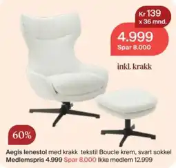 Møbelringen Aegis lenestol med krakk tilbud