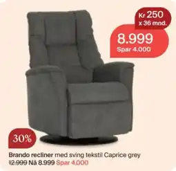 Møbelringen Brando recliner med sving tekstil Caprice grey tilbud