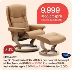 Møbelringen Stressless Nordic Classic hvilestol hud Batick new caramel, beisfarget eik tilbud