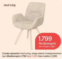 Møbelringen Crosby spisestol med sving tilbud