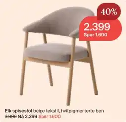 Møbelringen Elk spisestol beige tekstil, hvitpigmenterte ben tilbud