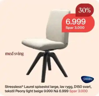 Stressless Laurel spisestol large, lav rygg, D150 svart, tekstil Peony light beige