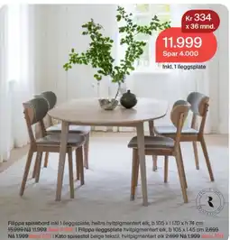 Møbelringen Filippa spisebord tilbud
