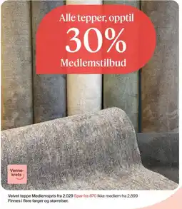 Møbelringen Vennekrets Velvet teppe tilbud