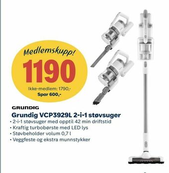 Coop Obs Grundig VCP3929L 2-i-1 støvsuger tilbud