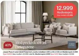 Møbelringen North Living Jasper Pluss 4-seter tekstil Tonje krem tilbud