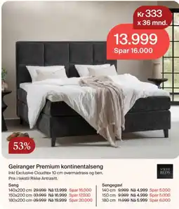 Møbelringen North Beds Geiranger Premium kontinentalseng tilbud