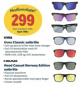 Coop Obs Head Casual Norway Edition solbrille tilbud