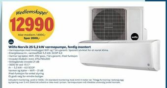 Coop Obs Wilfa Narvik 25 5,2 kW varmepumpe, ferdig montert tilbud
