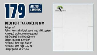 Obs Bygg Deco loft takpanel 10 mm tilbud