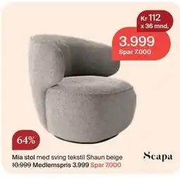 Møbelringen Mia stol tilbud