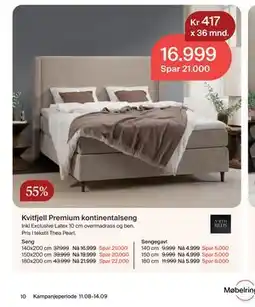 Møbelringen Kvitfjell Premium kontinentalseng tilbud