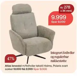 Møbelringen Atlas lenestol tilbud