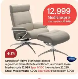 Møbelringen Stressless Tokyo Star hvilestol tilbud