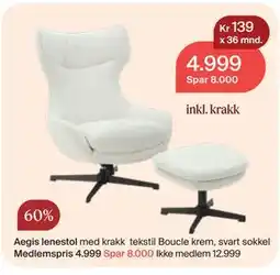 Møbelringen Aegis lenestol tilbud