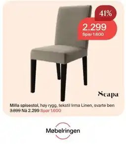 Møbelringen Milla spisestol tilbud