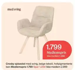 Møbelringen Crosby spisestol tilbud