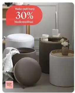 Møbelringen Maiko puff-bord tilbud