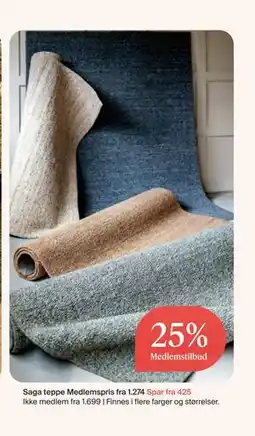 Møbelringen Saga teppe, Medlemspris tilbud