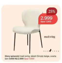 Møbelringen Glory spisestol tilbud