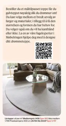 Møbelringen Lia teppe tilbud