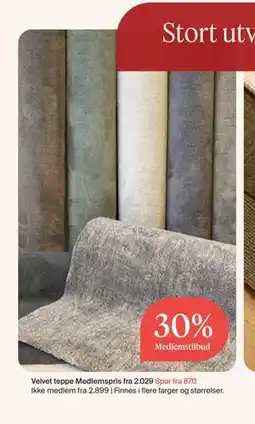 Møbelringen Velvet teppe, Medlemspris tilbud