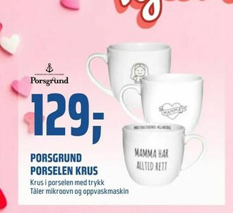 Coop Obs Porsgrund porselen krus tilbud
