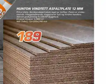 Coop Byggmix Hunton vindtett asfaltplate 12 mm tilbud