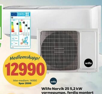 Coop Byggmix Wilfa Narvik 25 5,2 kW varmepumpe, ferdig montert tilbud