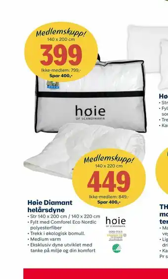 Coop Extra Høie Diamant helårsdyne tilbud