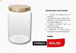 Clas Ohlson Glasskrukke med trelokk tilbud
