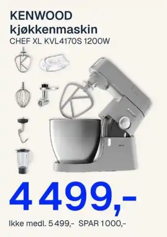 Kenwood kjøkkenmaskin chef xl kvl4170s 1200w