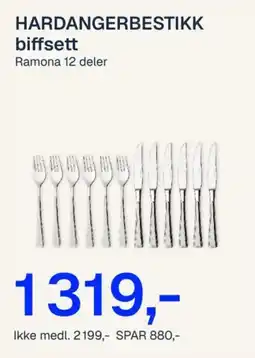 Jernia Hardangerbestikk biffsett Ramona 12 deler tilbud