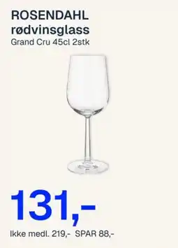 Jernia Rosendahl rødvinsglass grand cru tilbud