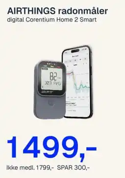 Jernia Airthings radonmåler digital Corentium Home 2 Smart tilbud