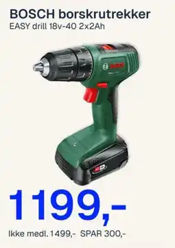 Jernia Bosch borskrutrekker EASY drill 18v-40 2x2Ah tilbud