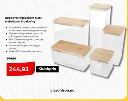 Clas Ohlson Oppbevaringsbokser plast stabelbare tilbud