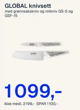 Jernia Global knivsett med grønnsakskniv og rotkniv GS-5 og GSF-15 tilbud