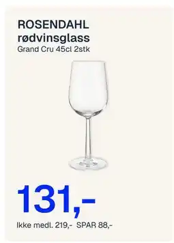 Jernia ROSENDAHL rødvinsglass tilbud