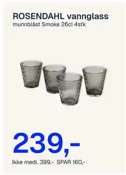 Jernia ROSENDAHL vannglass tilbud