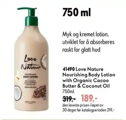 Oriflame Love Nature Nourishing Body Lotion with Organic Cacao Butter & Coconut Oil tilbud
