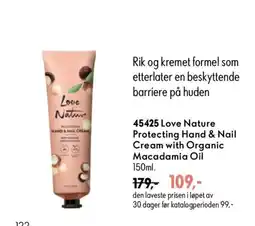 Oriflame Love Nature Protecting Hand & Nail Cream with Organic Macadamia Oil tilbud