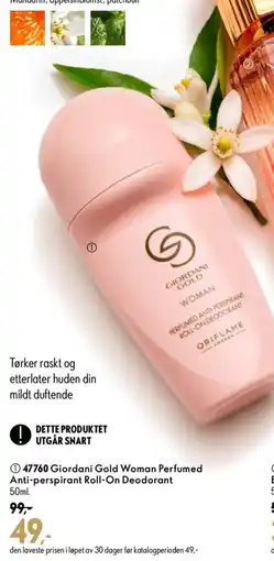 Oriflame Giordani Gold Woman Perfumed Anti-perspirant Roll-On Deodorant tilbud