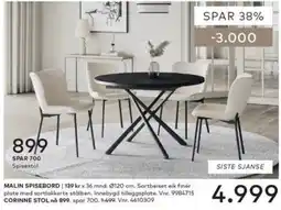 Skeidar Malin spisebord corinne stol tilbud