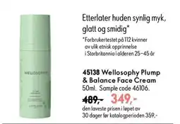 Oriflame Welloosophy Plump & Balance Face Cream tilbud