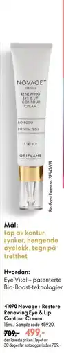Oriflame Novage+ Restore Renewing Eye & Lip Contour Cream tilbud