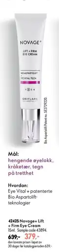 Oriflame Novage+ Lift + Firm Eye Cream tilbud