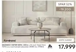 Skeidar furninova sagrado 3-seter sofa tilbud