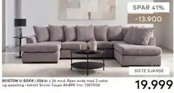 Skeidar Boston U-sofa tilbud