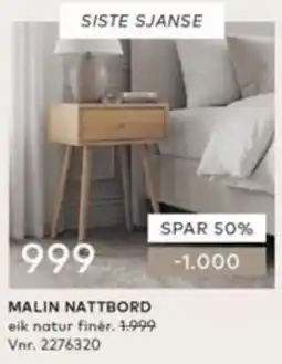 Skeidar Malin nattbord tilbud